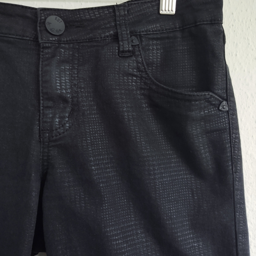 Kut from the Kloth Diana Skinny Black Subtle Herringbone Pattern Jeans Size 6 - Picture 4 of 10